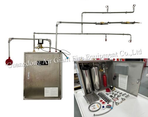 गुणवत्ता  Double Bottle Kitchen Hood Fire Suppression System with 183°C Thermal Activation and 12L Fire Suppression Agent कारखाना